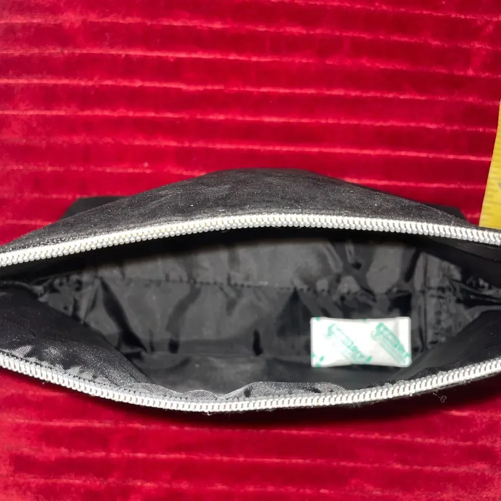 LANCOME Paris Cosmetic Makeup‎ Travel Bag Black Suede with Patent Leather NEW